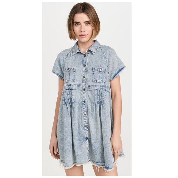 Free People Ronnie Denim Dress Size Small - Picture 1 of 8